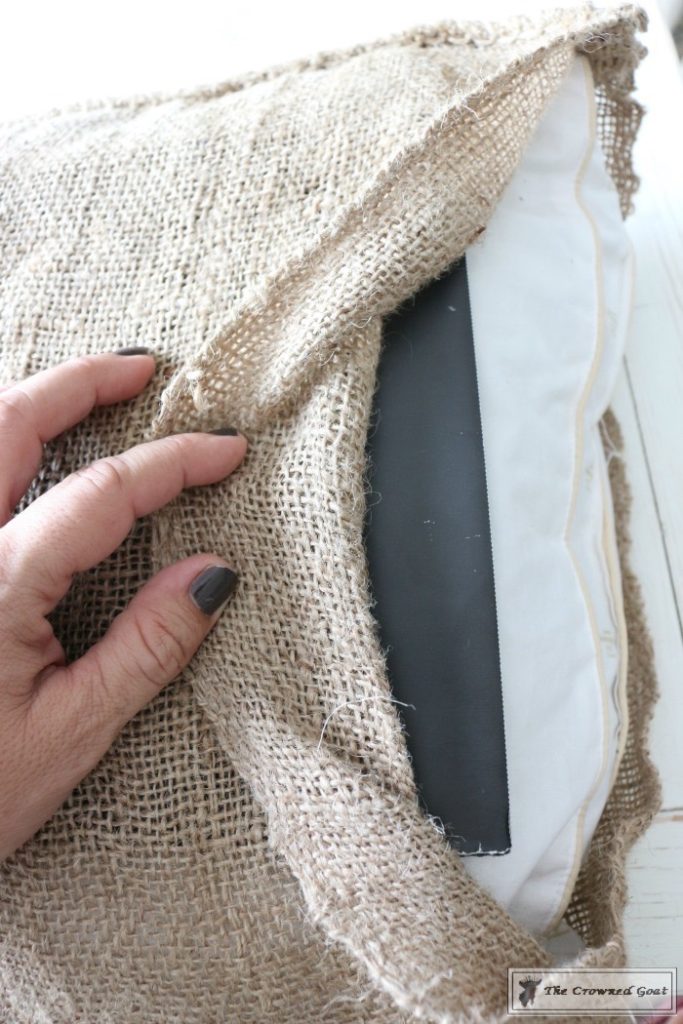 Stenciled Feed Sack Pillow Covers The Crowned Goat