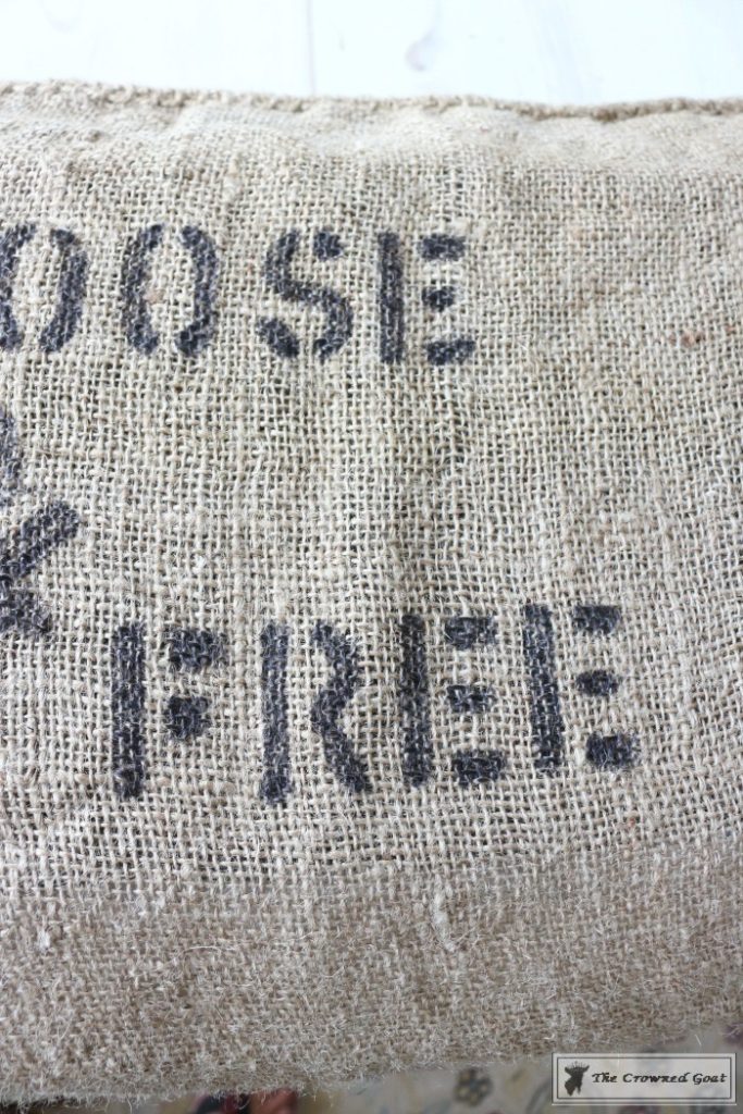 Stenciled Feed Sack Pillow Covers The Crowned Goat