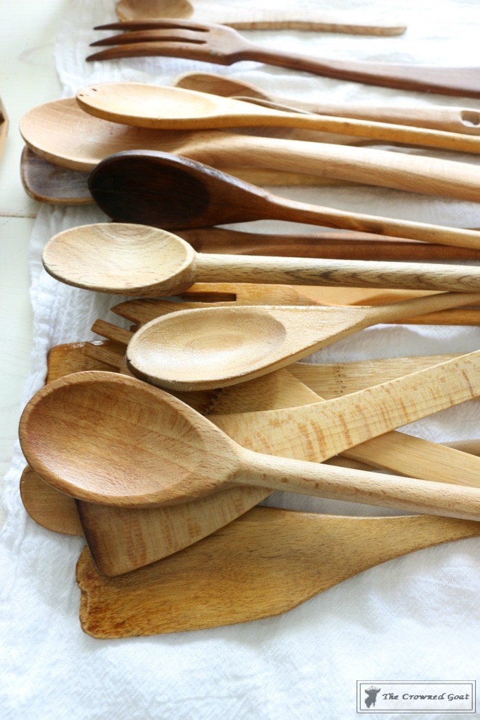 Wood spoons treated with walnut oil, mineral oil, coconut oil and other oils.  