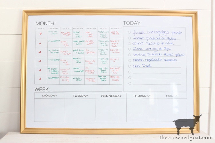 DIY Gold Frame Wall Calendar